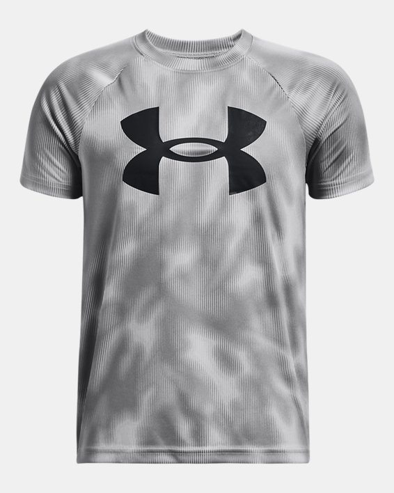 Boys' UA Tech™ Big Logo Printed Short Sleeve in Gray image number 0